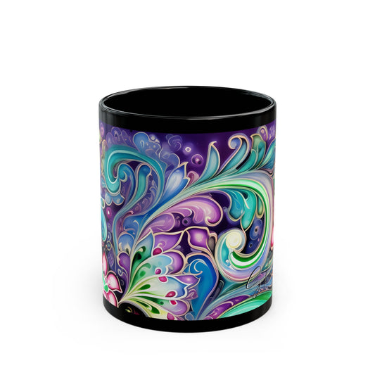 Coffee mug Paisley print ceramic Hot beverage casual soup cup keep the caffeine life alive with a morning drink of coffee regal style 11oz