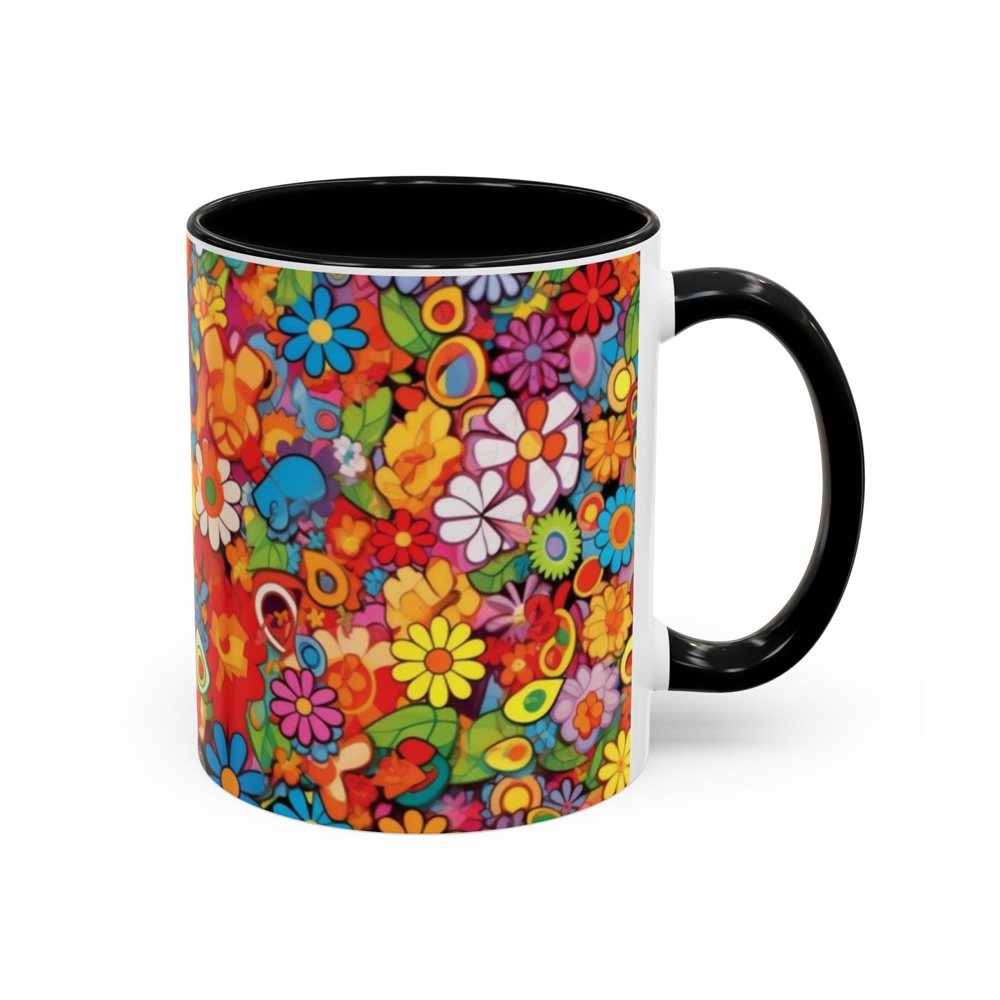 Flower print ceramic coffee mug Hot beverage casual soup mug keep the caffine life alive with a morning cup of coffee Ai tech style 11oz