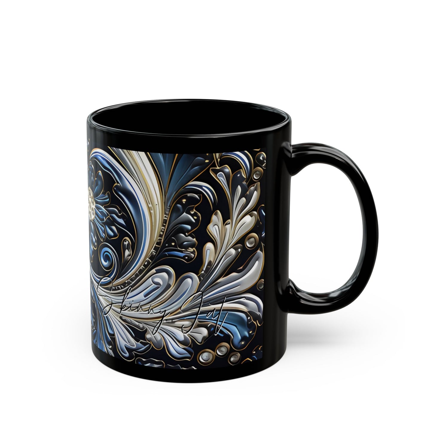 Coffee mug Paisley print ceramic Hot beverage casual soup cup keep the caffeine life alive with a morning drink of coffee regal style 11oz