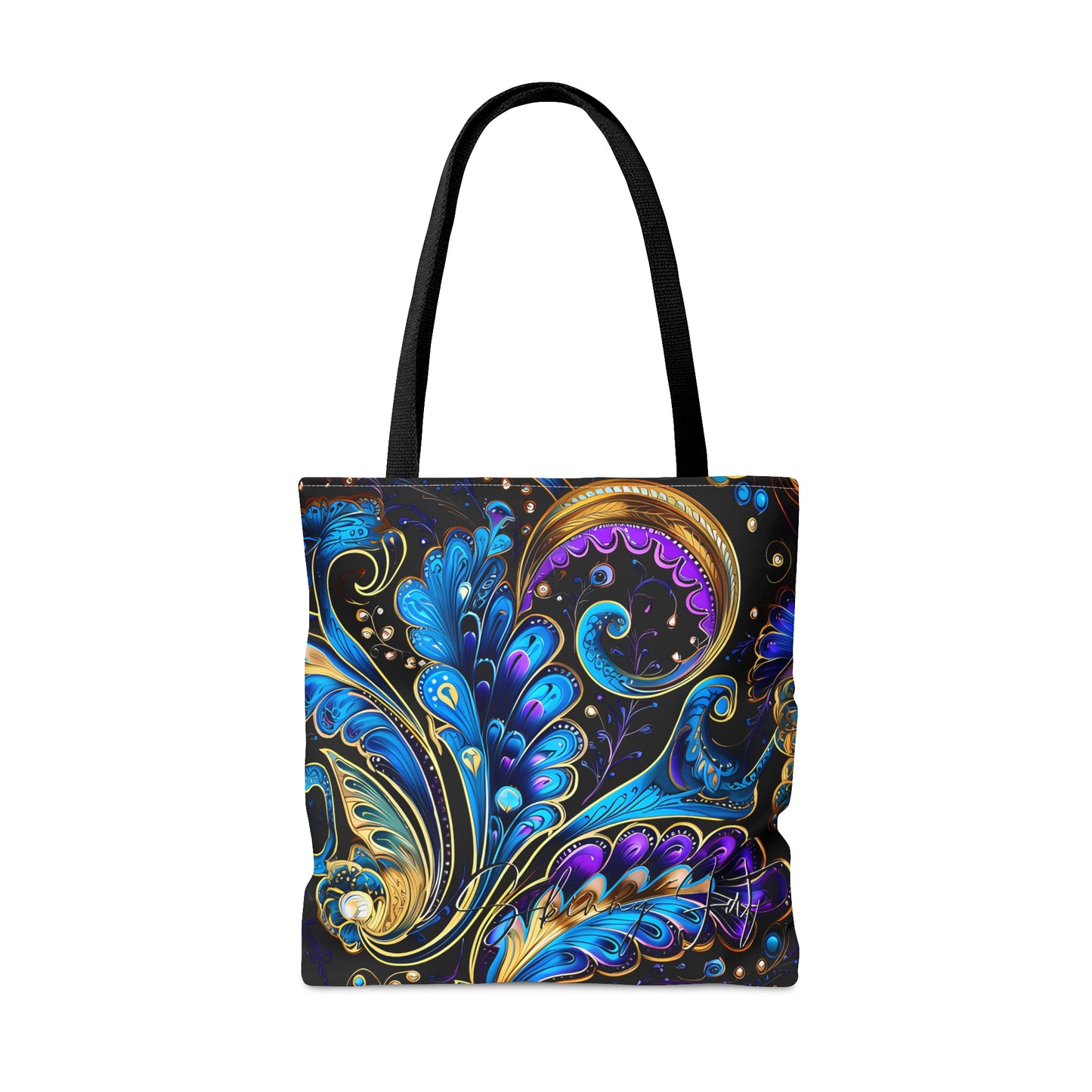 Artistic tote bag purple blue regal paisley inspired Watercolour design abstract art tote bag creative fashion gift for teen artist fashion