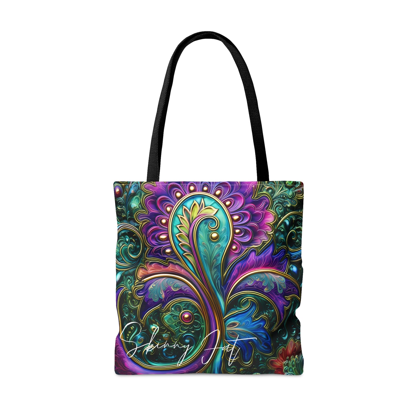 Artistic tote bag purple green paisley inspired Watercolour design abstract art tote bag painting tote creative fashion teen artist fashion