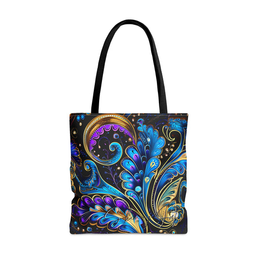 Artistic tote bag purple blue regal paisley inspired Watercolour design abstract art tote bag creative fashion gift for teen artist fashion