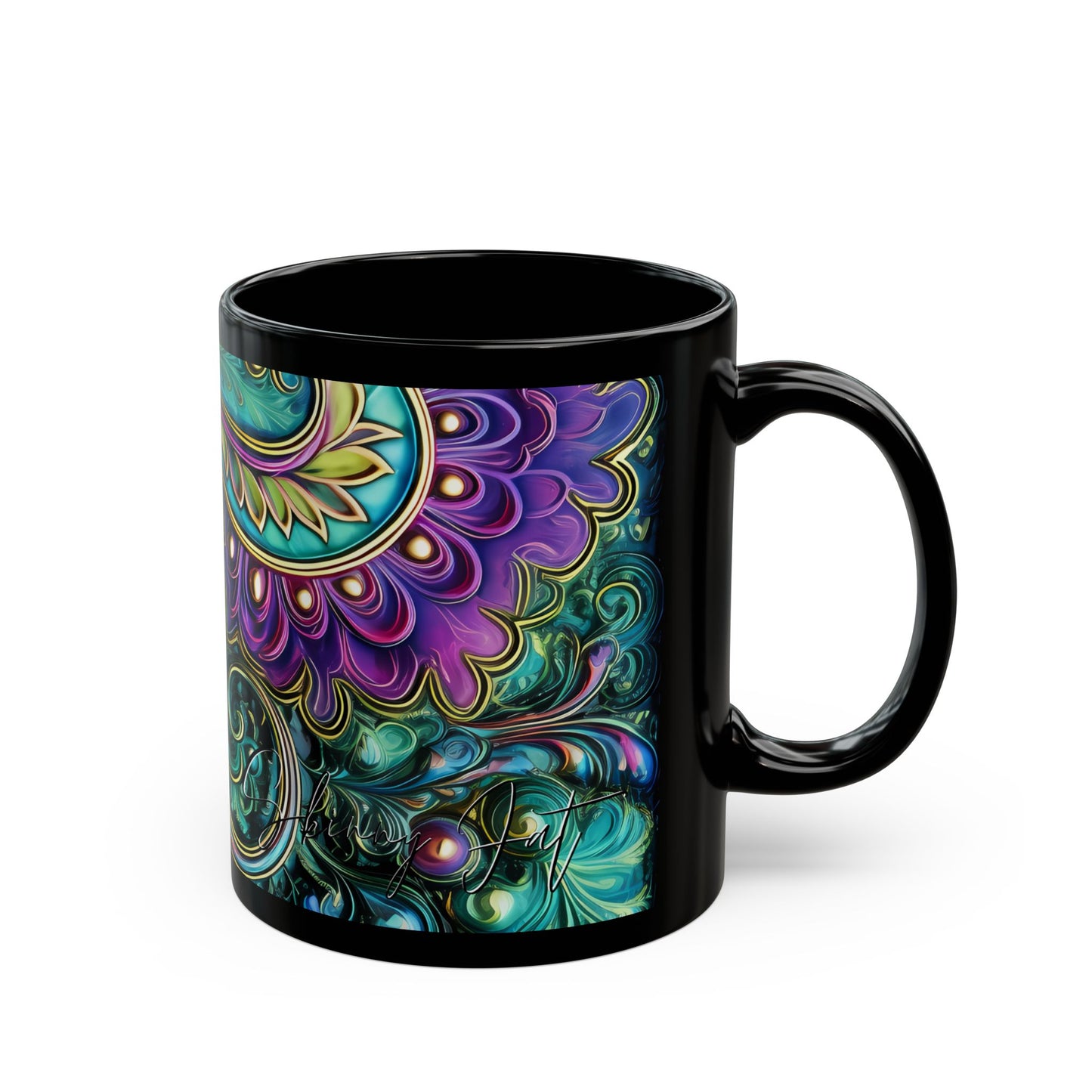 Paisley print ceramic coffee mug Hot beverage casual soup cup keep the caffeine life alive with a morning cup of coffee regal style 11oz