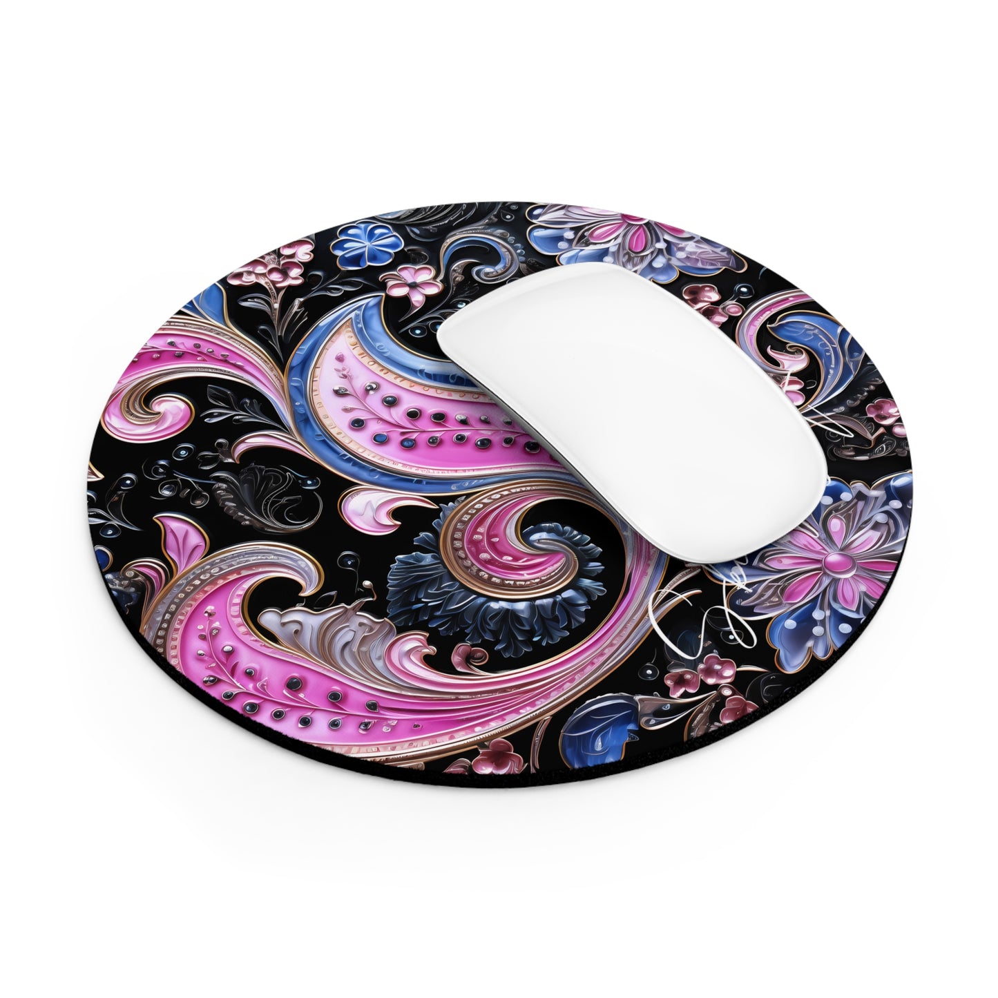 Mouse pad with Ai graphic printed image on circle style gift of Cosmic Creations AI-Infused Circle Mouse Pad gift Captivating Graphic Print