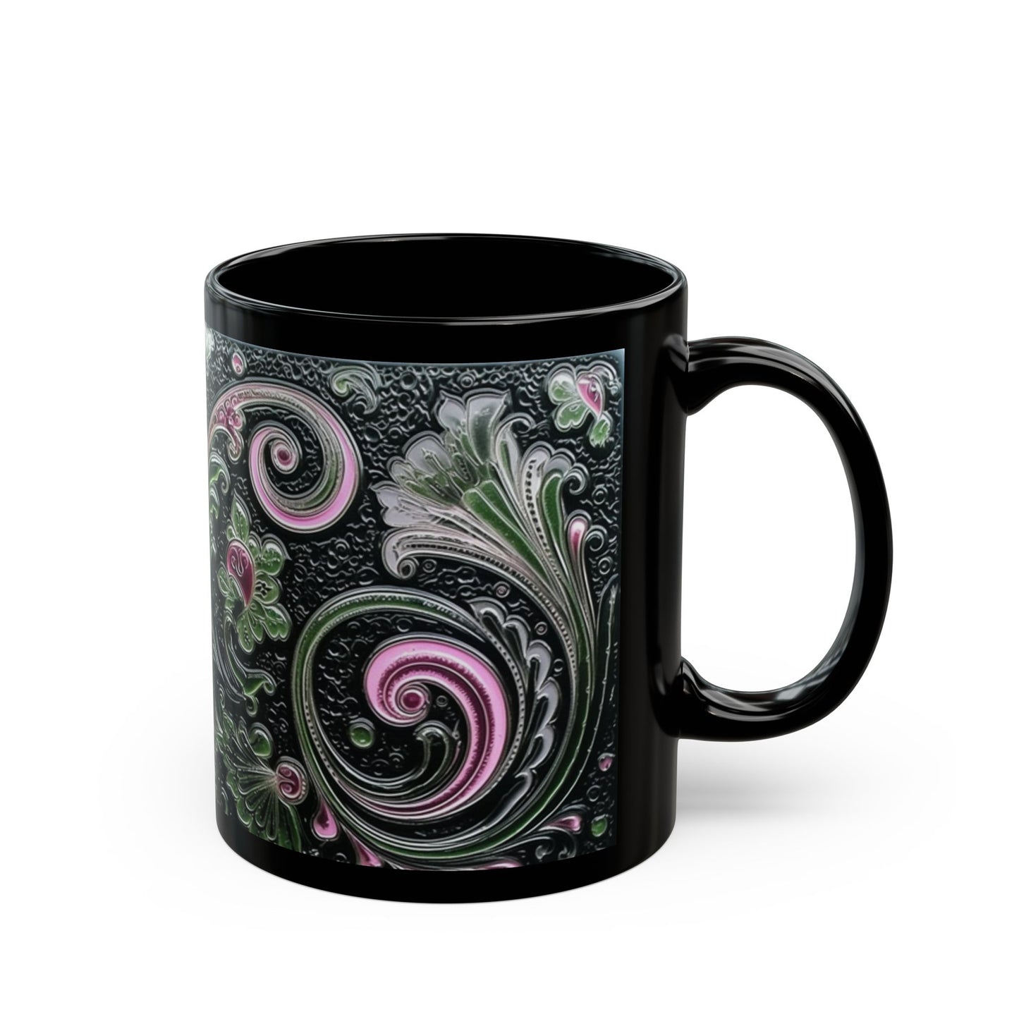 Coffee mug Paisley print ceramic Hot beverage casual soup cup keep the caffeine life alive with a morning drink of coffee regal style 11oz