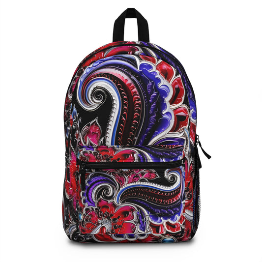 Student backpack bag paisley inspired Watercolour inspired design abstract art shoulder bag art tote creative fashion artist fashion makeup