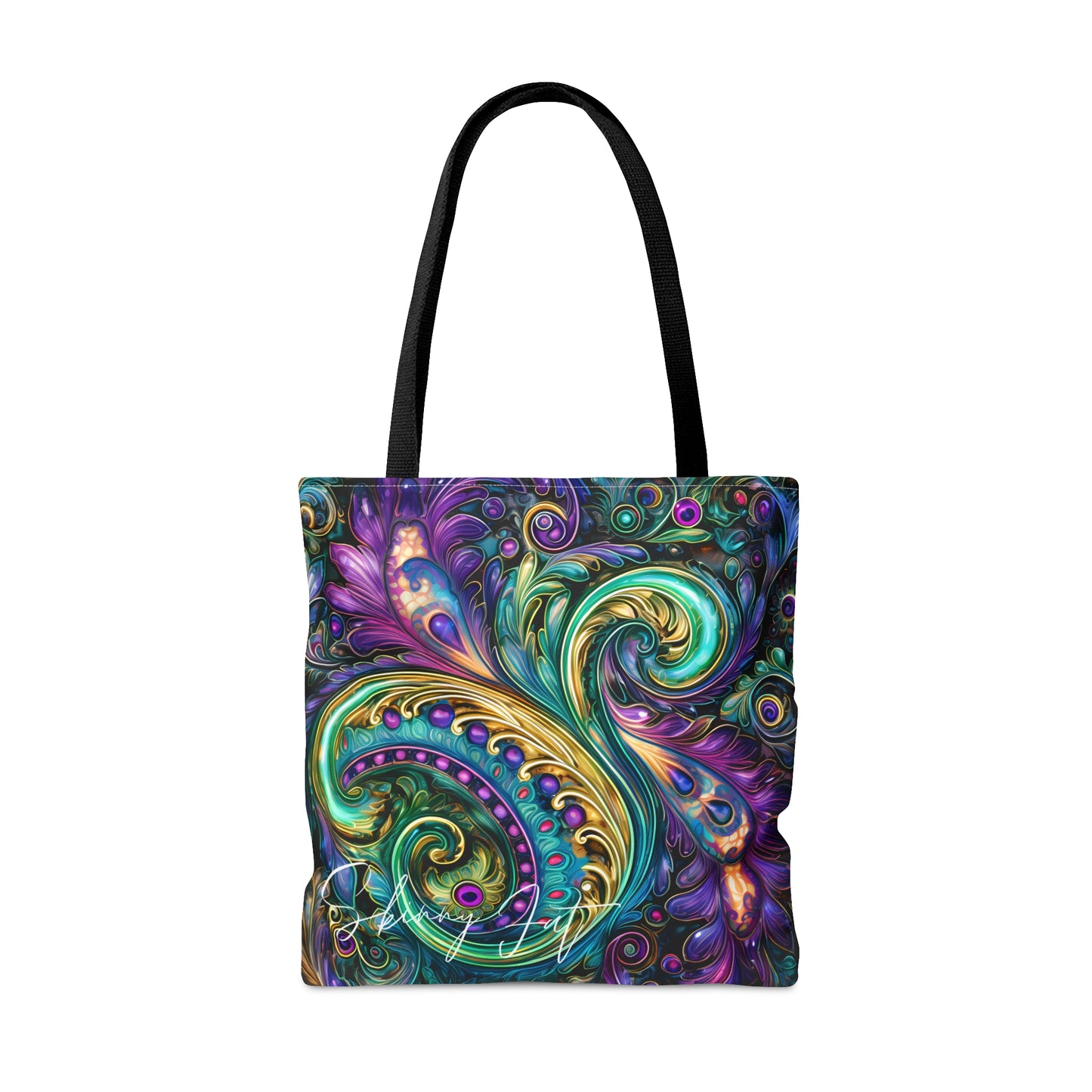 Artistic tote bag purple green regal paisley inspired Watercolour design abstract art tote bag creative fashion gift for teen artist fashion