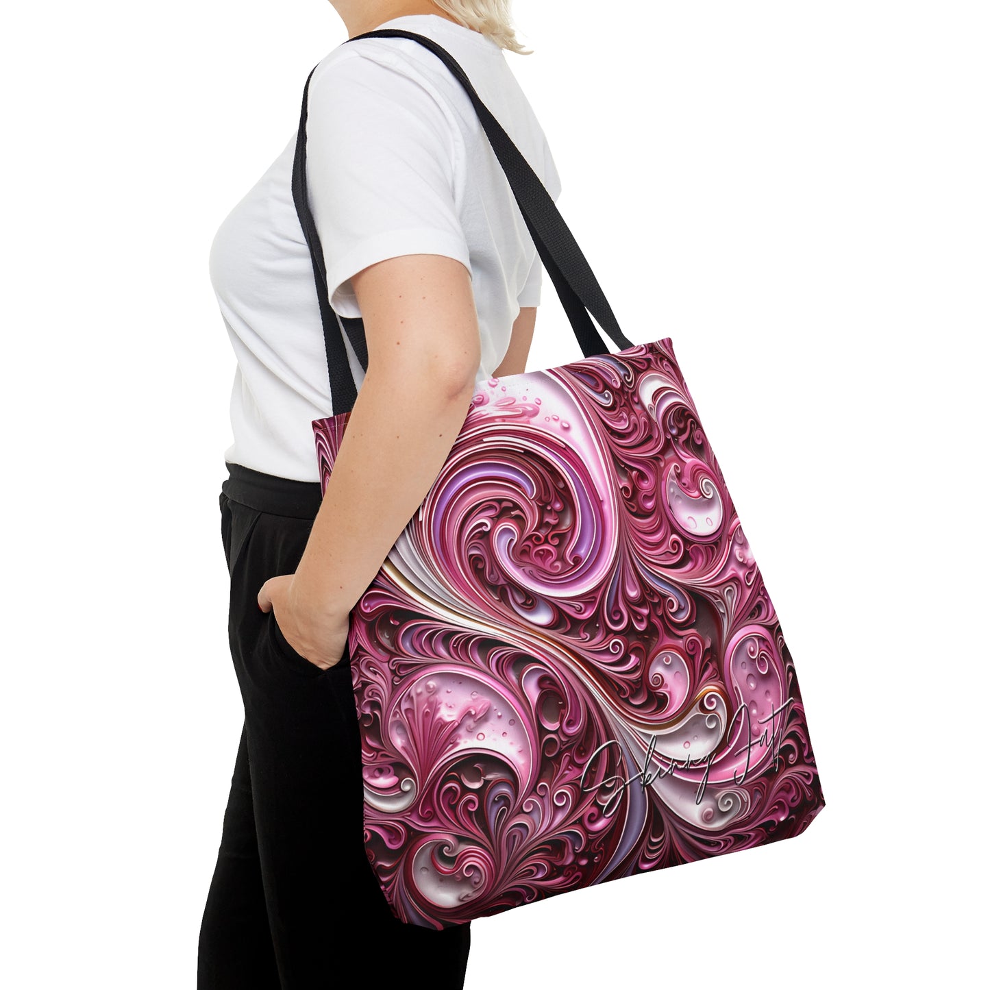 shoppers tote bag pink infusion regal paisley inspired Watercolour design abstract art tote bag creative fashion gift, teen artist fashion