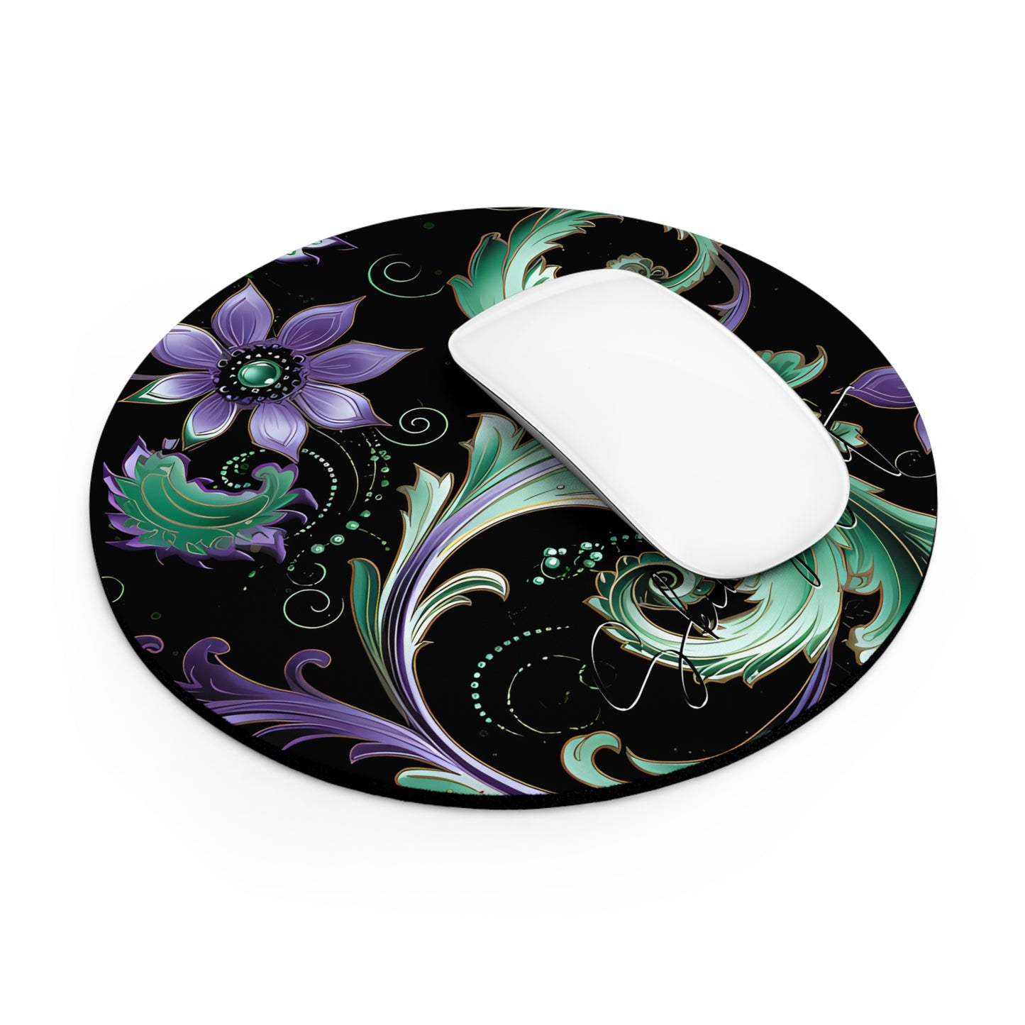 Mouse pad with Ai graphic printed image on circle style gift of Cosmic Creations AI-Infused Circle Mouse Pad gift Captivating Graphic Print