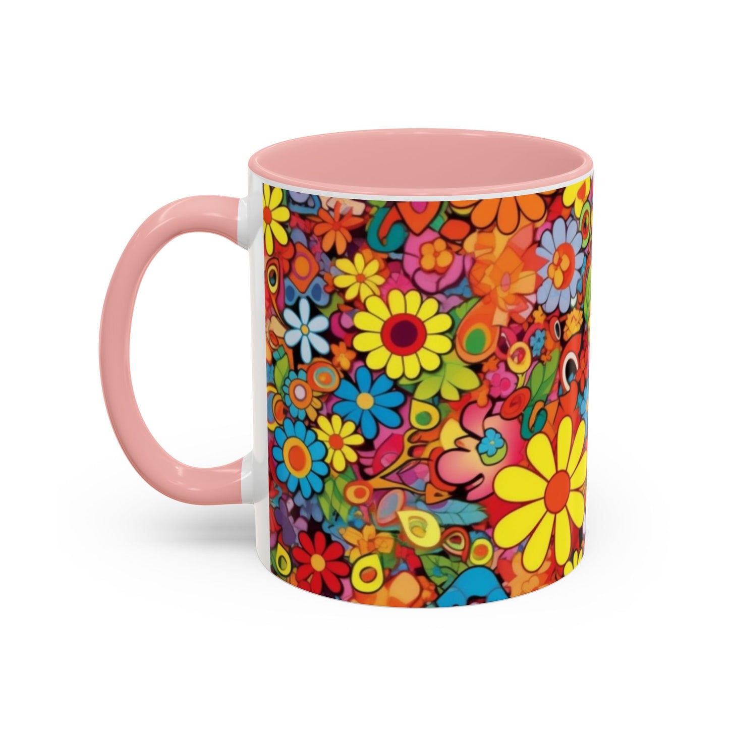 Flower print ceramic coffee mug Hot beverage casual soup mug keep the caffine life alive with a morning cup of coffee Ai tech style 11oz