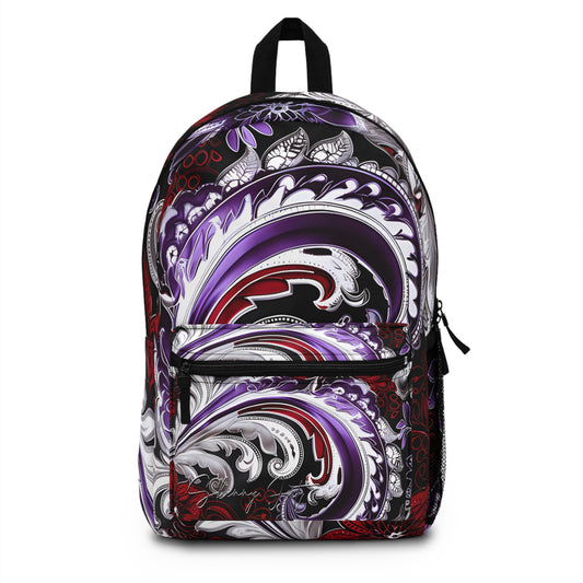 Student backpack bag paisley inspired Watercolour inspired design abstract art shoulder bag art tote creative fashion artist fashion makeup