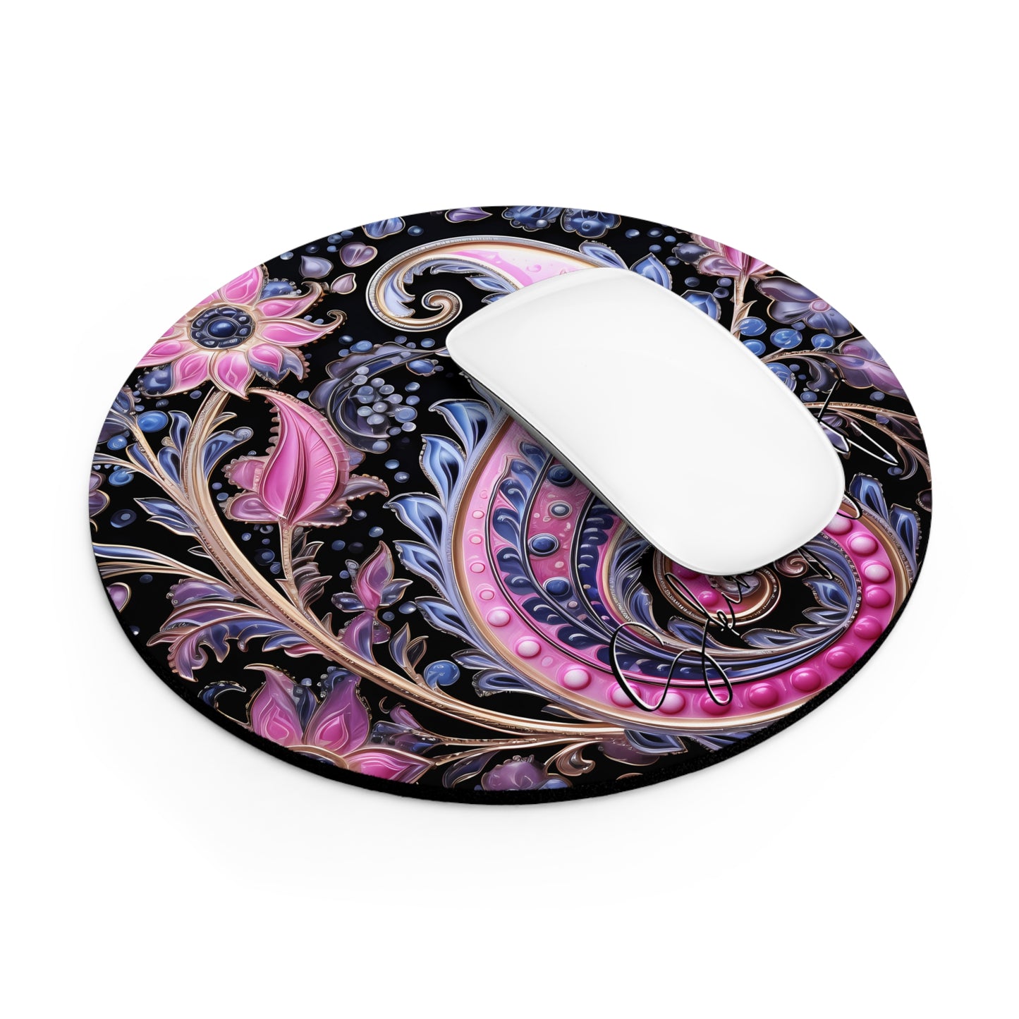 Mouse pad with Ai graphic printed image on circle style gift of Cosmic Creations AI-Infused Circle Mouse Pad gift Captivating Graphic Print