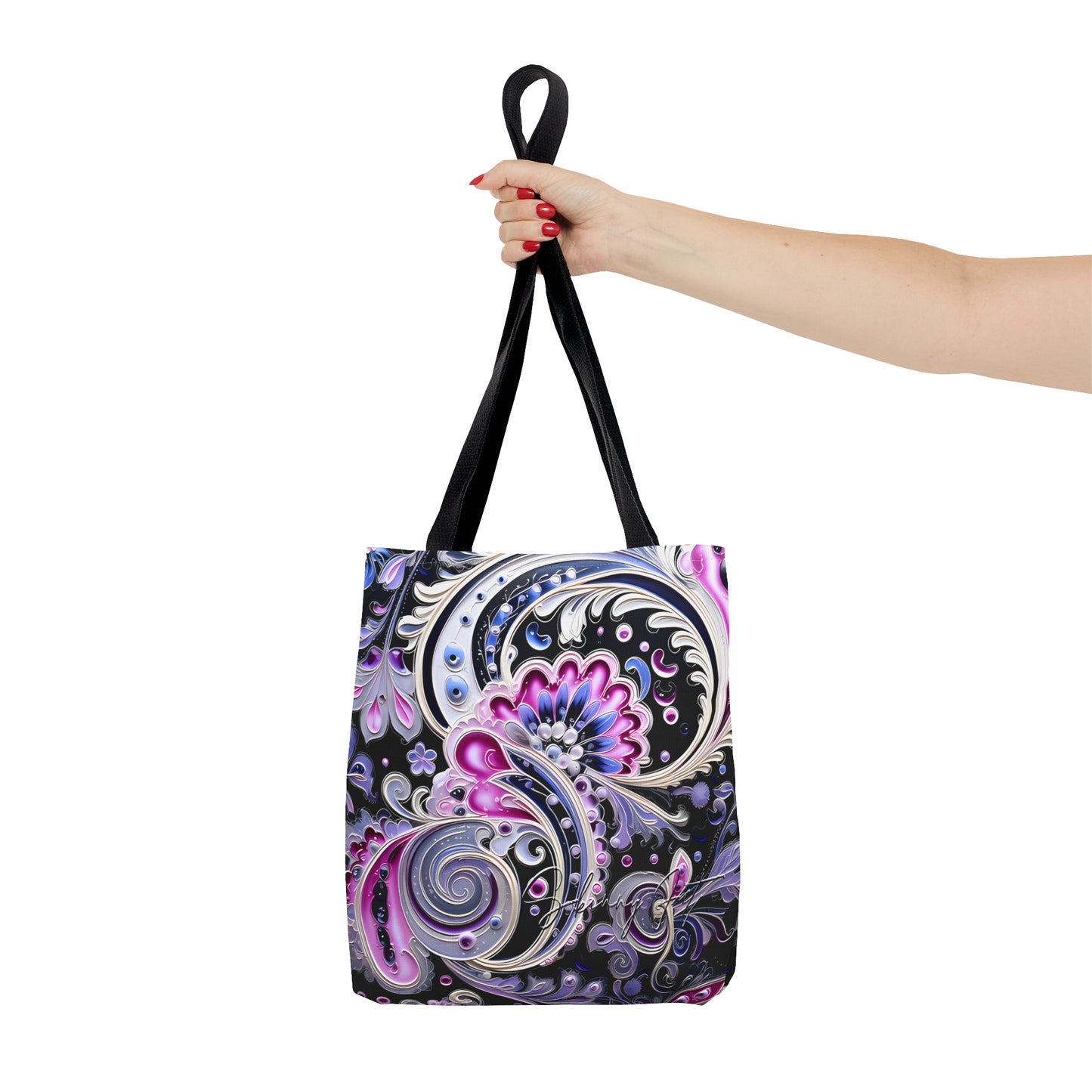 shoppers tote bag pink blue regal paisley inspired Watercolour design abstract art tote bag creative fashion gift for teen artist fashion