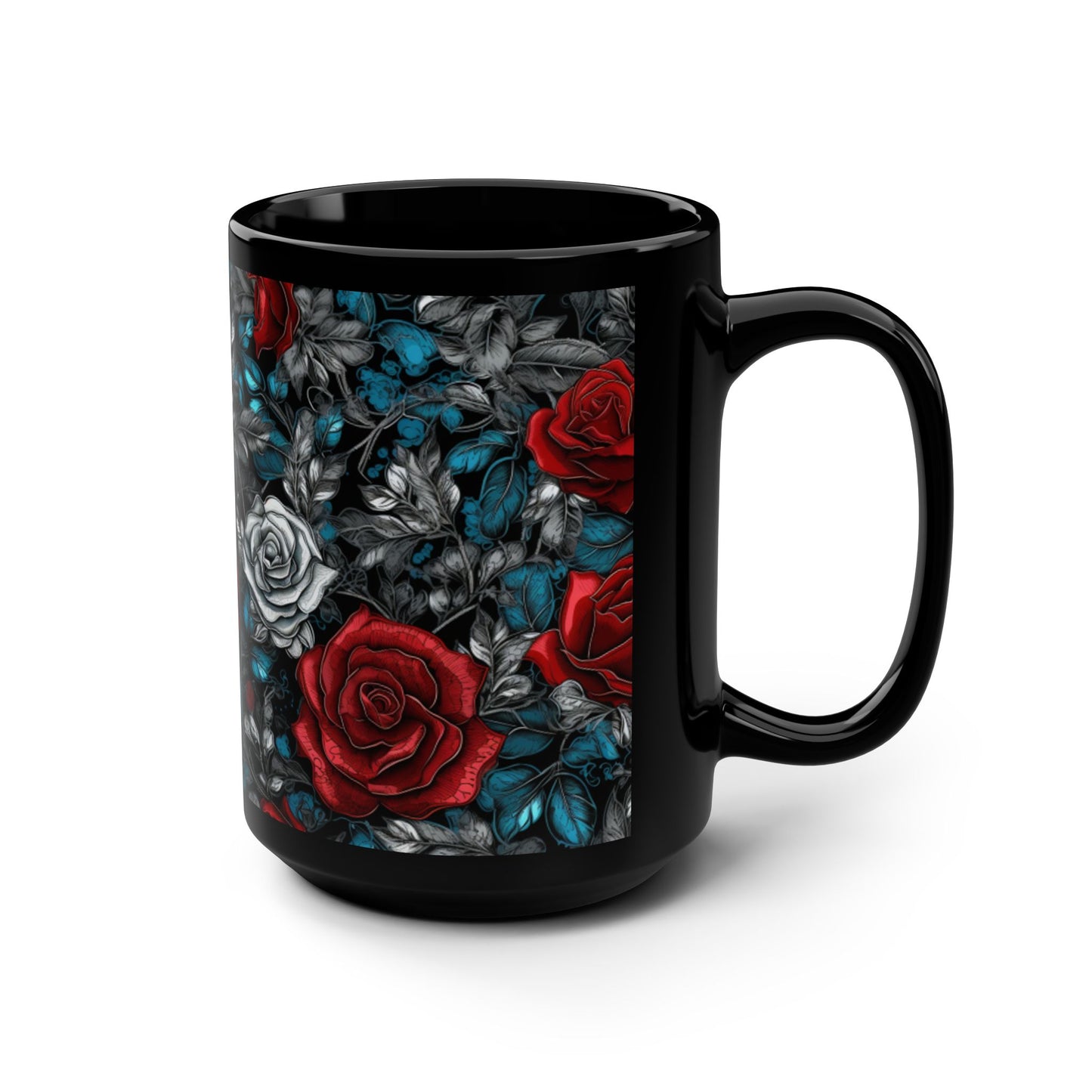 Flower print ceramic coffee mug Hot beverage casual soup mug keep the caffine life alive with a morning cup of coffee Ai tech style 15oz