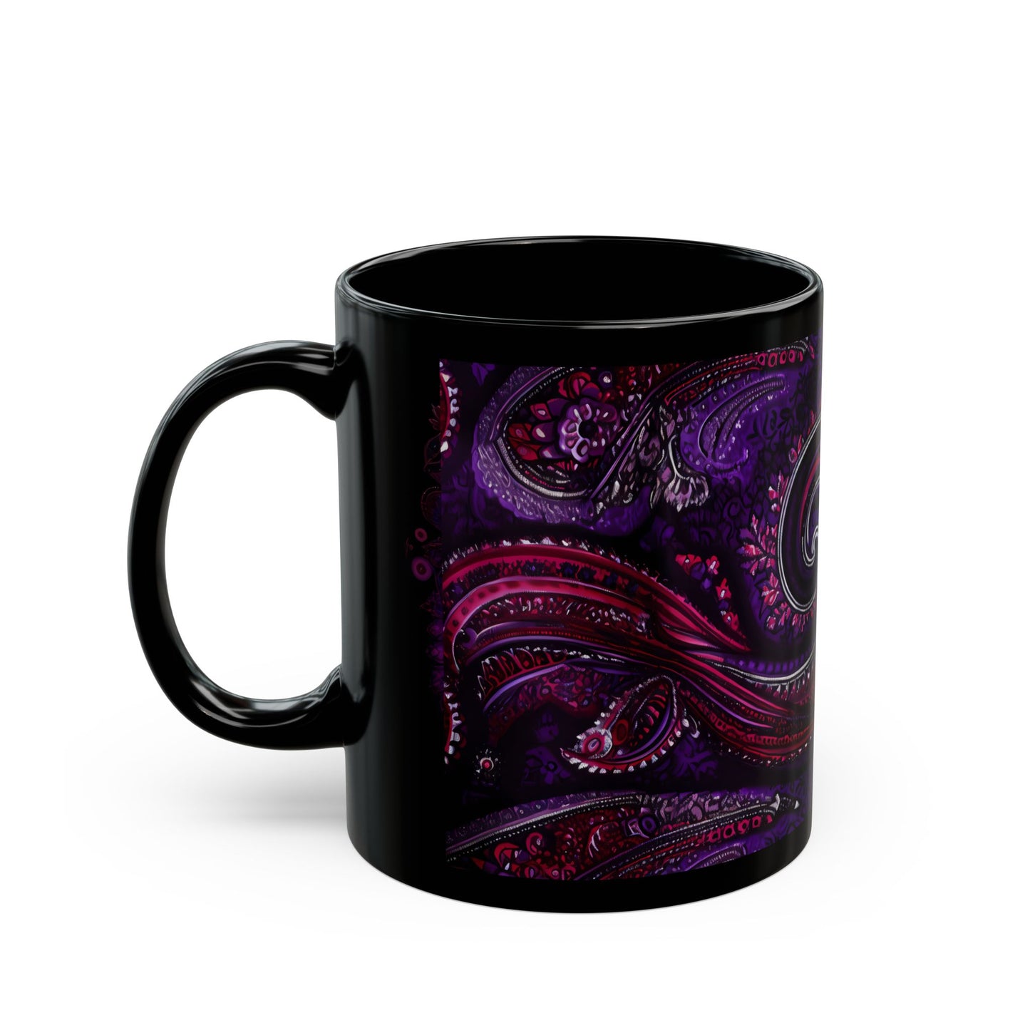 Coffee mug Paisley print ceramic Hot beverage casual soup cup keep the caffeine life alive with a morning drink of coffee regal style 11oz