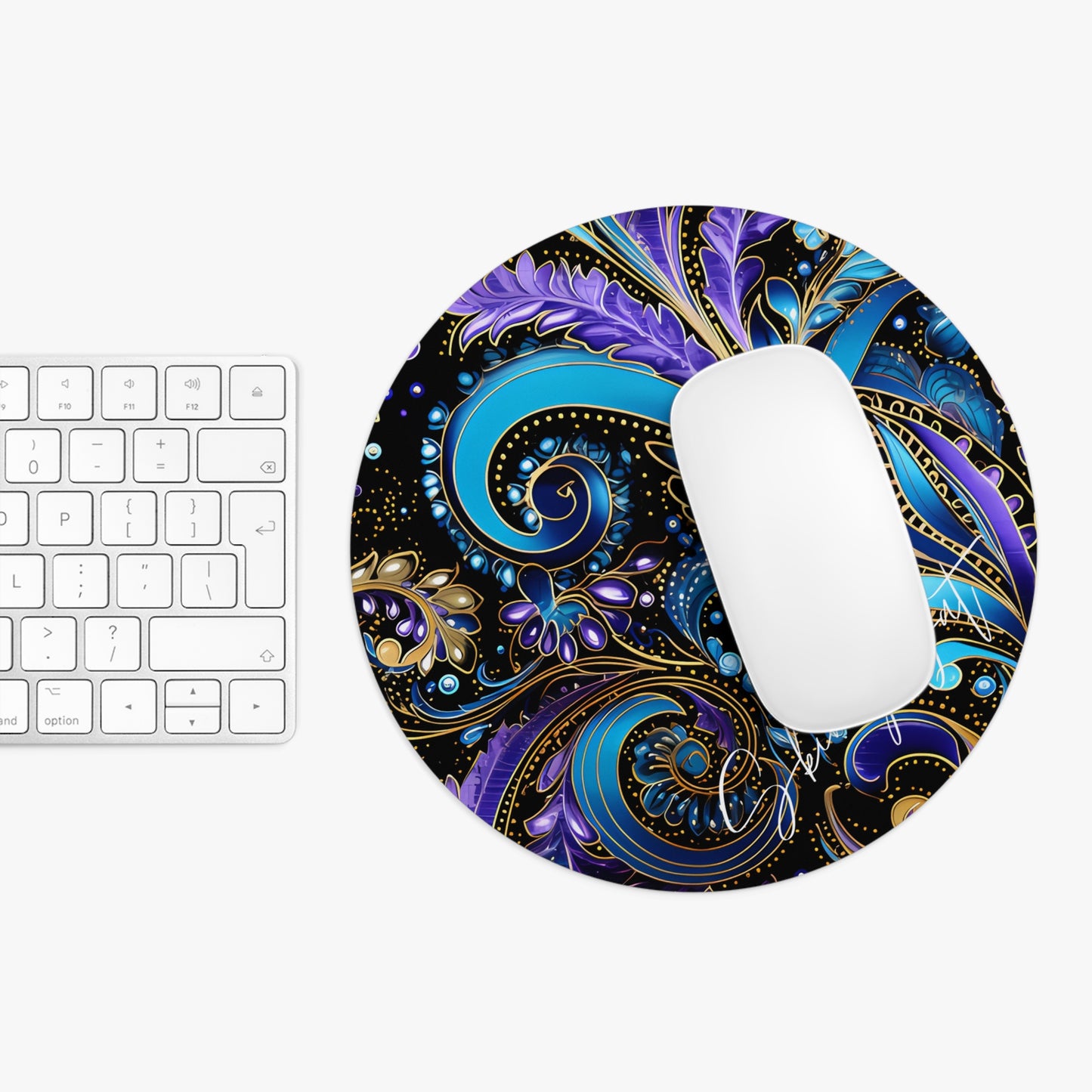 Mouse pad with Ai graphic printed image on circle style gift of Cosmic Creations AI-Infused Circle Mouse Pad gift Captivating Graphic Print