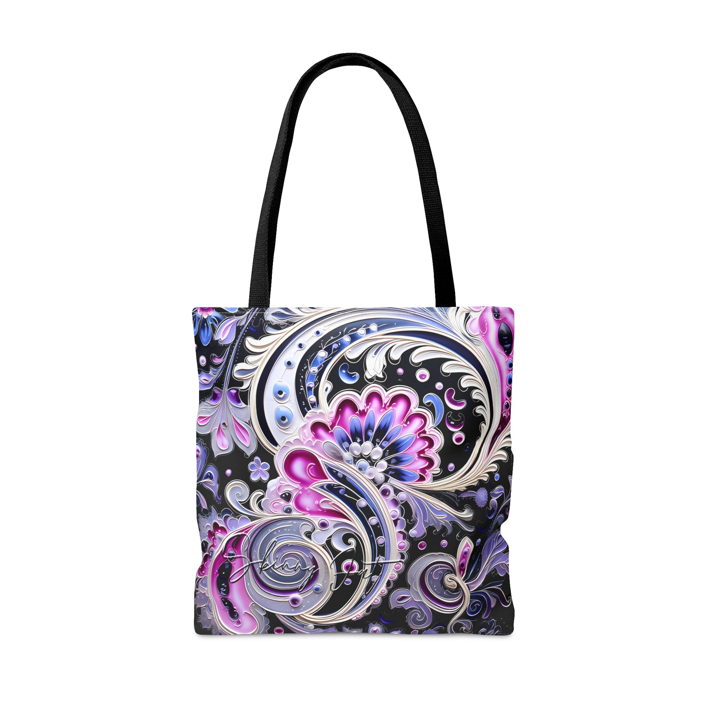 shoppers tote bag pink blue regal paisley inspired Watercolour design abstract art tote bag creative fashion gift for teen artist fashion