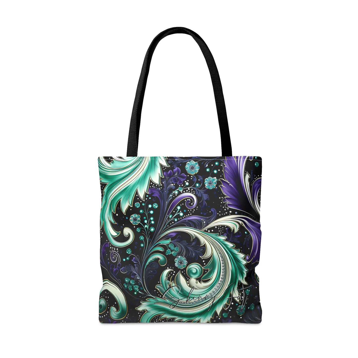 Artistic tote bag purple blue regal paisley inspired Watercolour design abstract art tote bag creative fashion gift for teen artist fashion