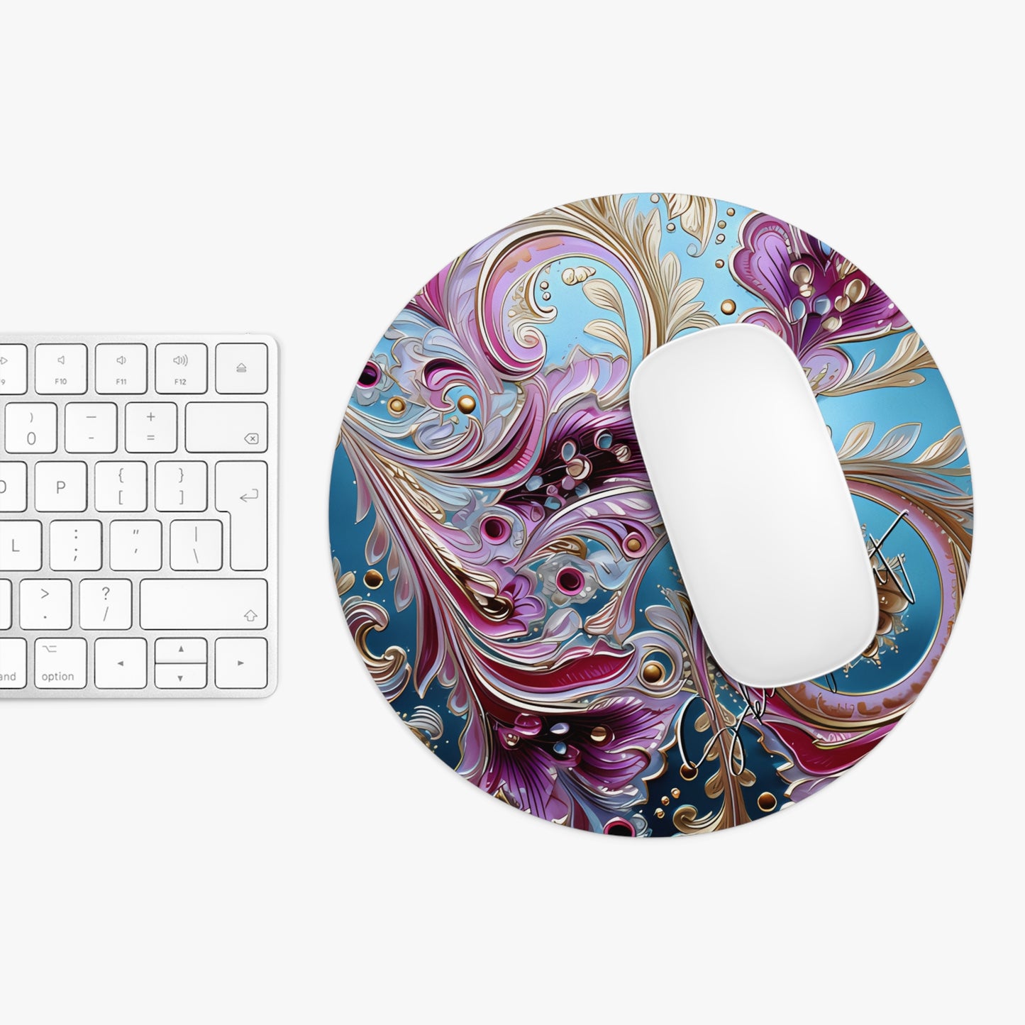 Mouse pad with Ai graphic printed image on circle style gift of Cosmic Creations AI-Infused Circle Mouse Pad gift Captivating Graphic Print