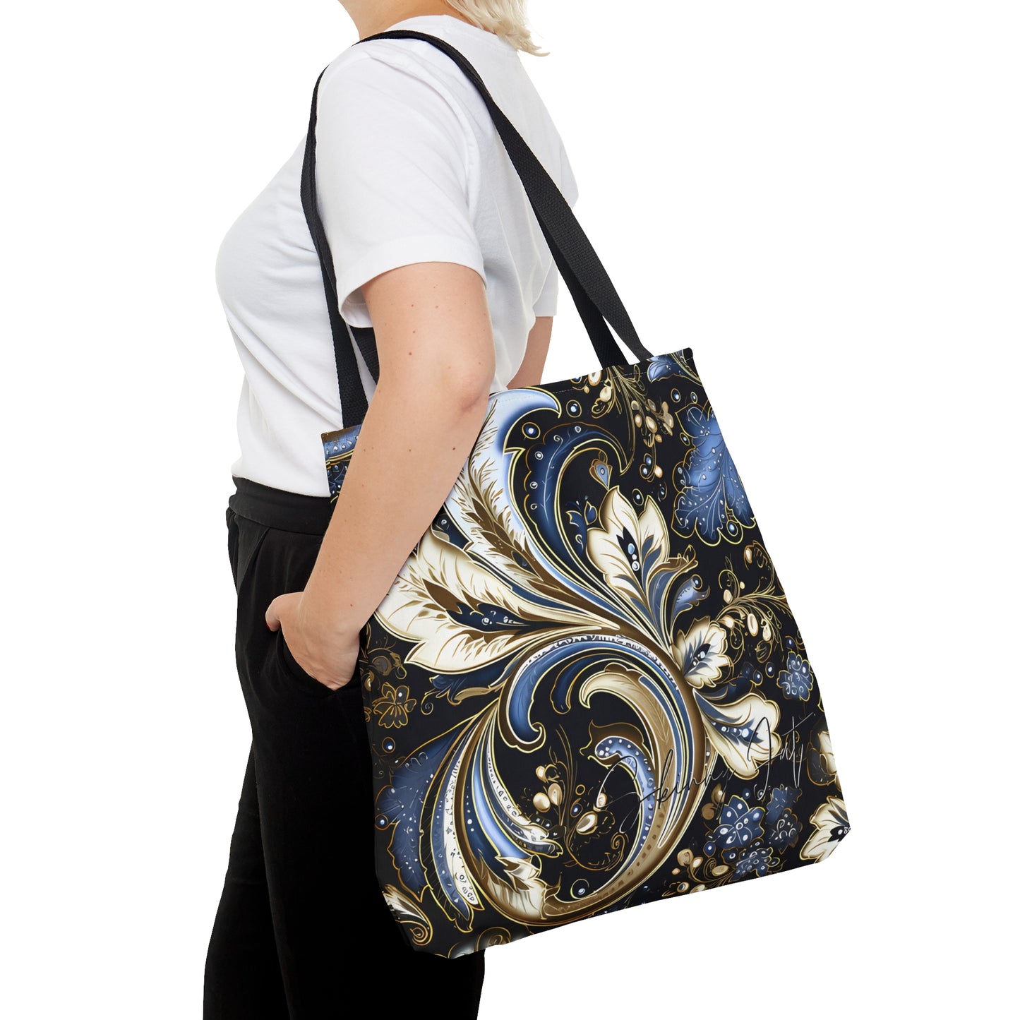 Artistic tote bag purple blue regal paisley inspired Watercolour design abstract art tote bag creative fashion gift for teen artist fashion