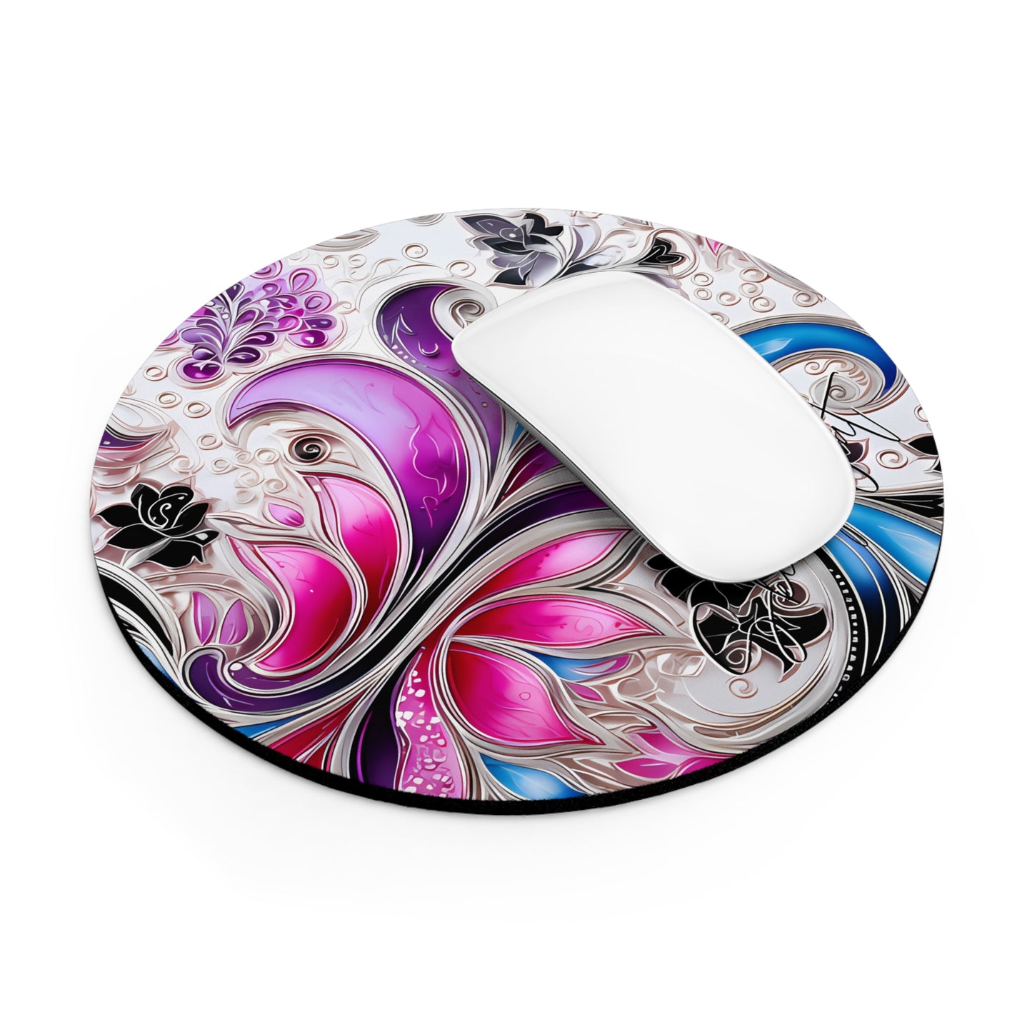 Mouse pad with Ai graphic printed image on circle style gift of Cosmic Creations AI-Infused Circle Mouse Pad gift Captivating Graphic Print