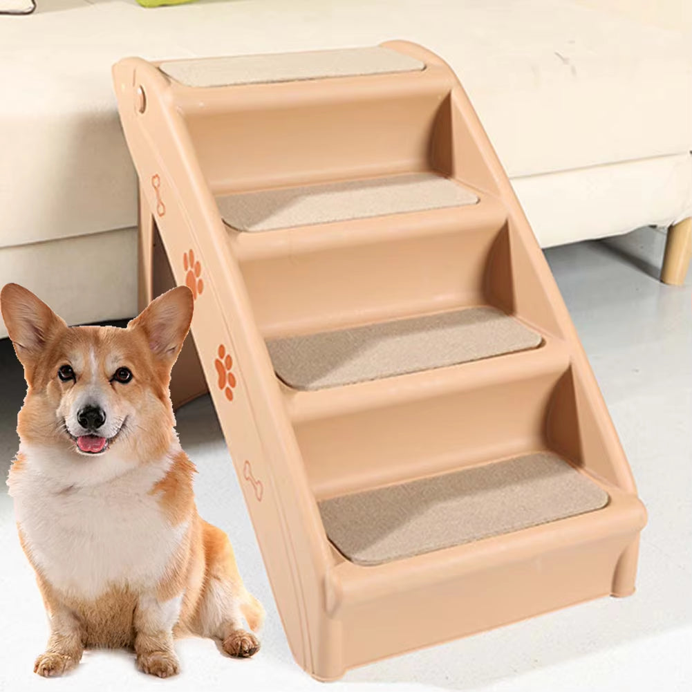 Pet Stairs Folding Pet Steps Nonslip 4-Step Pet Ladder for Indoor Dogs and Cats Dog Climbing Ladder Dog Slope Steps