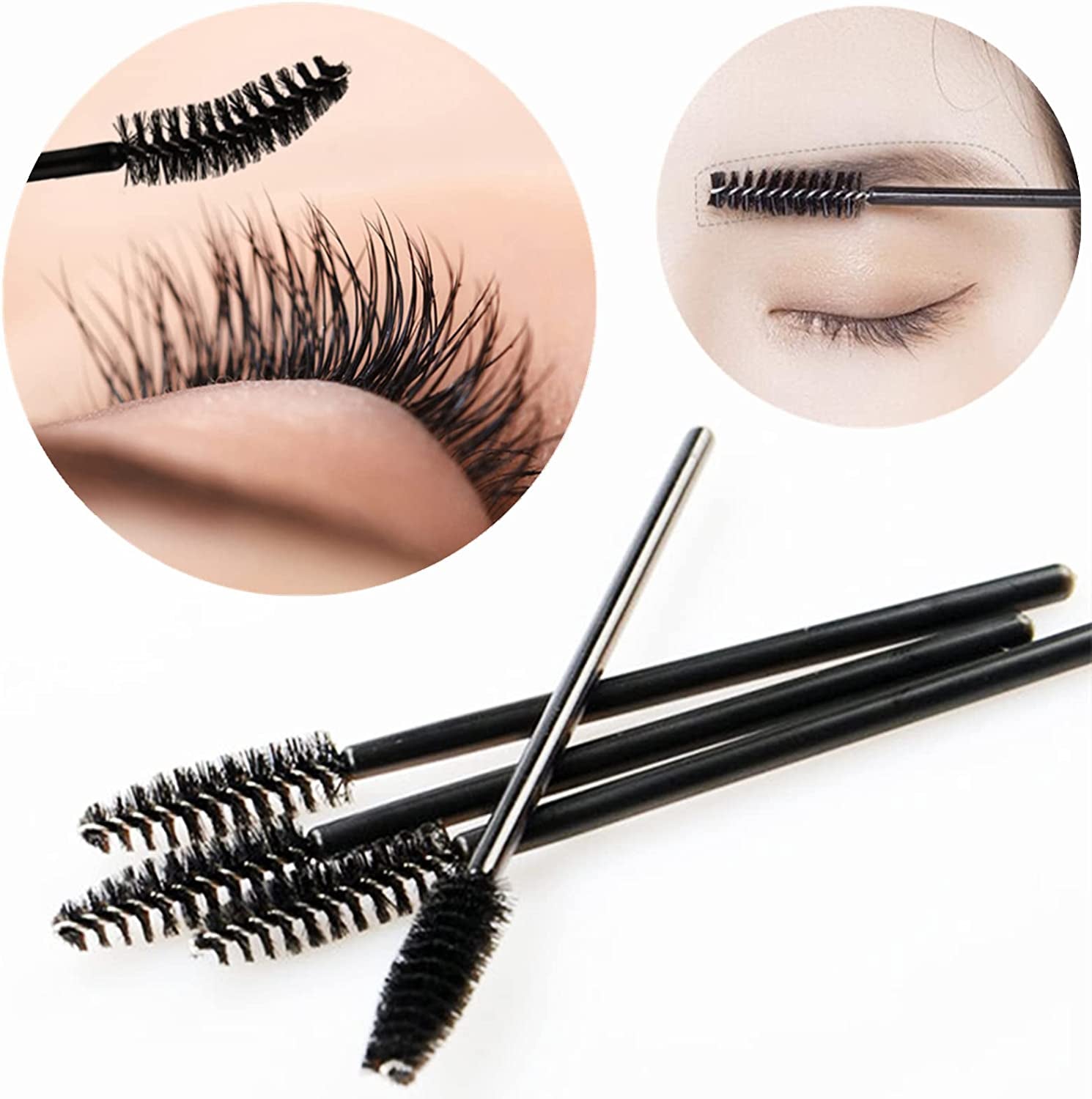 BTYMS 100 Pcs Disposable Eyelash Brush Spoolies Brush Mascara Applicator Lash Wand Lashes Brush Eyebrow Spooly for Extension