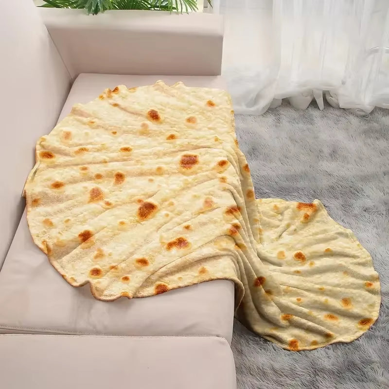 Funny round Corn Tortilla Blanket Multi-Size Soft Warm Throw Blanket for Sofa, Office, Bed, Camping Traveling Soft Flannel Wrap